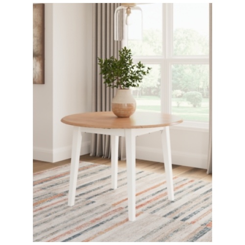 Gesthaven Drop Leaf 26"-42" Extendable Dining Table, Natural/White, Wood