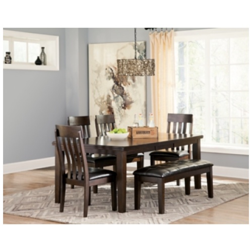 Haddigan Dining Table and 4 Chairs and Bench, Dark Brown