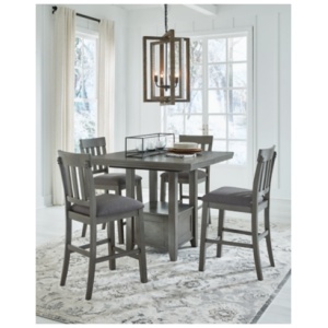Hallanden Counter Height Dining Table and 4 Barstools, Gray