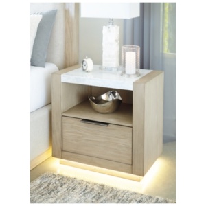 Hennington 28" 1 Drawer Charging Nightstand, Bisque