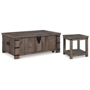 Hollum Coffee Table with 1 End Table, Rustic Brown
