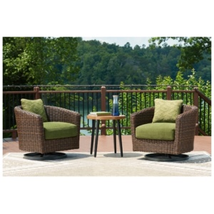 Horizon Hall 2 Lounge Chairs with End Table, Brown/Green