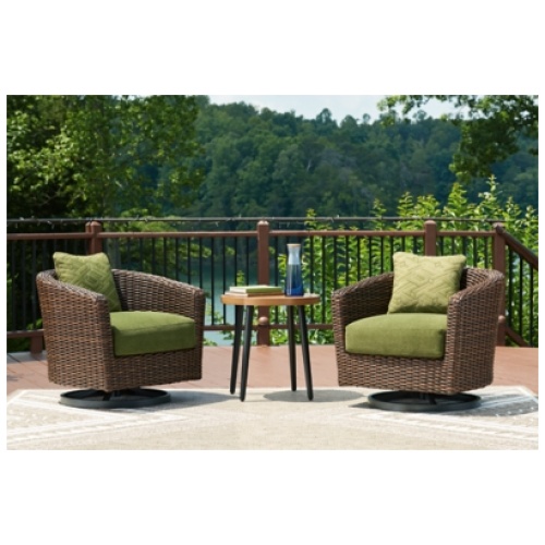 Horizon Hall 2 Lounge Chairs with End Table, Brown/Green