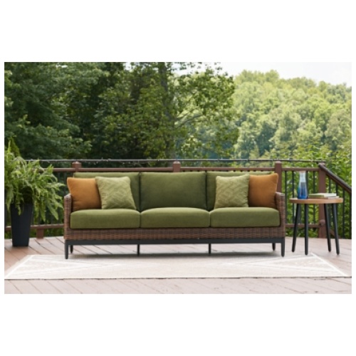 Horizon Hall Outdoor Sofa with Cushion, Brown/Green