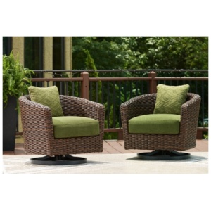Horizon Hall Outdoor Swivel Lounge Chair with Cushion, Brown/Green