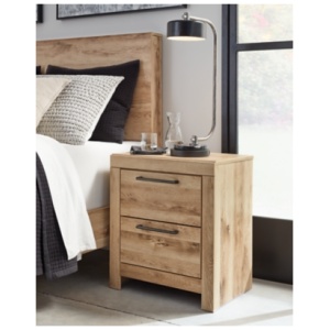 Hyanna 22" 2 Drawer Charging Nightstand, Tan Brown