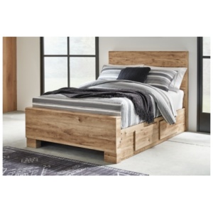 Hyanna Full Panel Bed with 2 Storage Drawers, Tan Brown