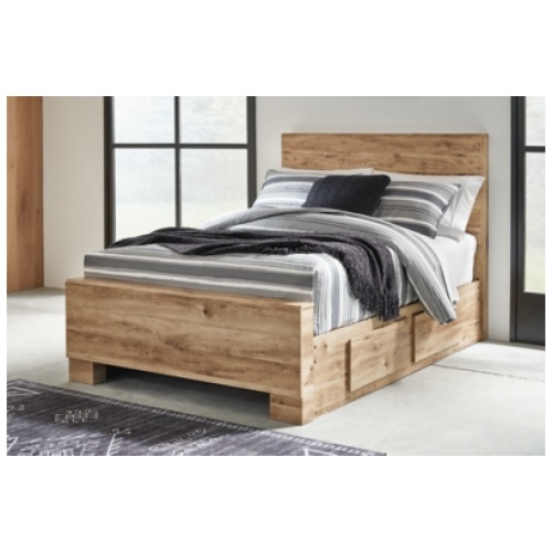 Hyanna Full Panel Bed with 2 Storage Drawers, Tan Brown