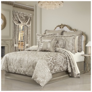 J. Queen New York Brunello 4-Piece California King Comforter Set with bed skirt, Flax