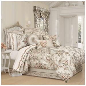 J. Queen New York Pecora 4-Piece California King Comforter Set with bed skirt, Coral
