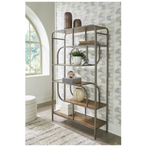 Jaddon Bookcase, Brown/Antique Silver
