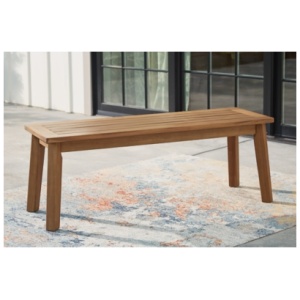 Janiyah Outdoor Dining Bench, Light Brown