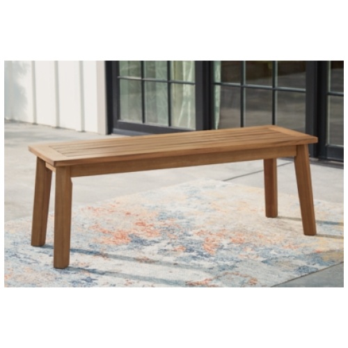 Janiyah Outdoor Dining Bench, Light Brown