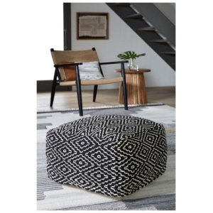 Jasett Pouf, Black/Ivory