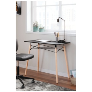 Jaspeni 36" Home Office Desk, Black/Natural