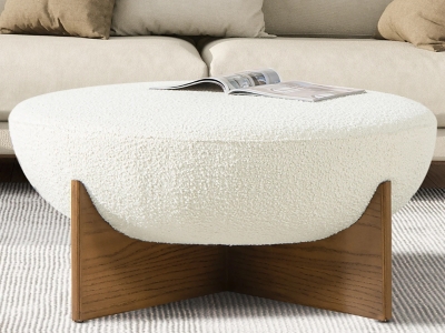 Jennifer Taylor Home Bali Ottoman, Ivory White