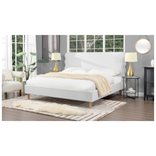Jennifer Taylor Stockholm Wavy Headboard Platform King Bed, Antique White