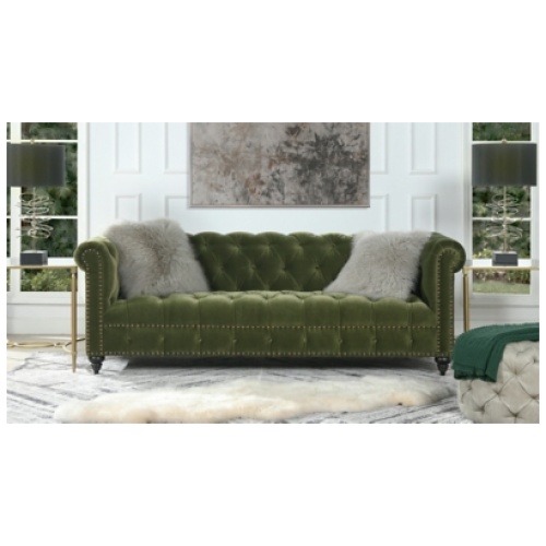 Jennifer Taylor home Alto Chesterfield Sofa, Olive Green