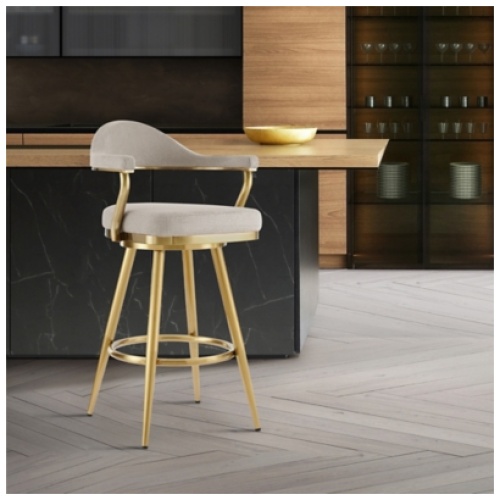 Justin Swivel Bar Height Bar Stool, Taupe