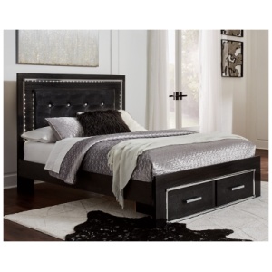Kaydell Queen Panel Bed with 2 Storage Drawers, Black