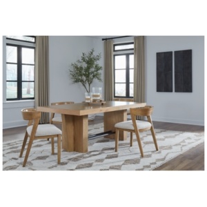 Kristiland Dining Table and 4 Chairs, Light Brown