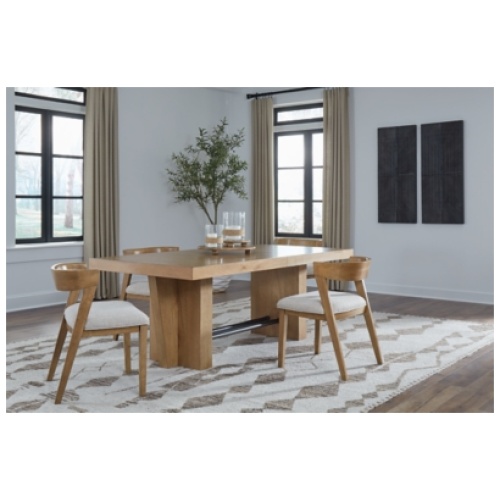 Kristiland Dining Table and 4 Chairs, Light Brown