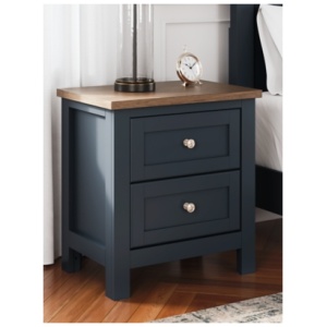 Landocken 25" 2 Drawer Nightstand, Brown/Blue