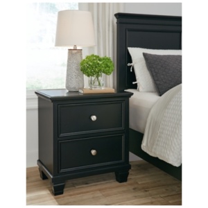 Lanolee 25" 2 Drawer Nightstand, Black