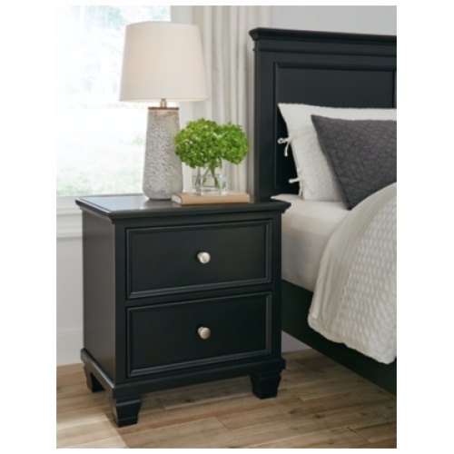 Lanolee 25" 2 Drawer Nightstand, Black