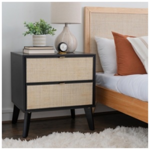 Linon Mila 25" 2 Drawer Nightstand, Black