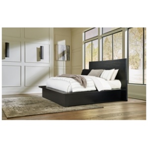 Londer Queen Panel Bed, Black