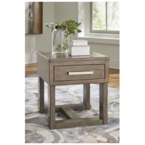 Loyaska End Table, Grayish Brown/White