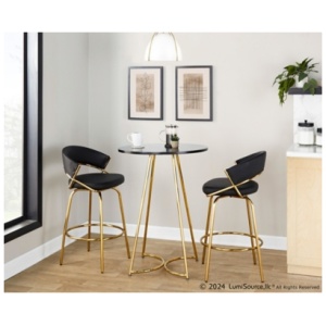 LumiSource Cece Counter Height Dining Table, Black/Gold