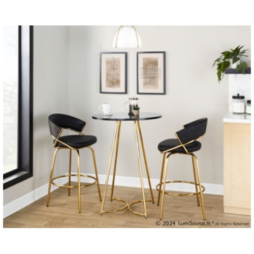 LumiSource Cece Counter Height Dining Table, Black/Gold