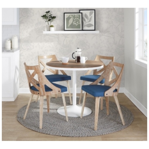 LumiSource Dakota Charlotte Dining Table and 4 Chairs, Blue/Natural