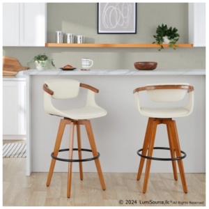 LumiSource Oracle Bar Height Bar Stool, Cream