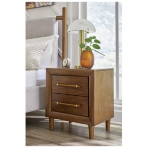 Lyncott 24" 2 Drawer Charging Nightstand, Brown