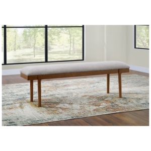 Lyncott 59" Upholstered Dining Bench, Gray/Brown
