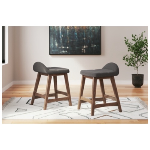 Lyncott Counter Height Upholstered Bar Stool, Charcoal/Brown