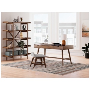 Lyncott Home Office Desk with Chair and Storage, Brown