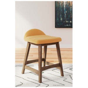 Lyncott Upholstered Counter Height Bar Stool, Mustard/Brown