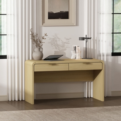 Manhattan Comfort Grace 20" Home Office Desk, Natural/Gold