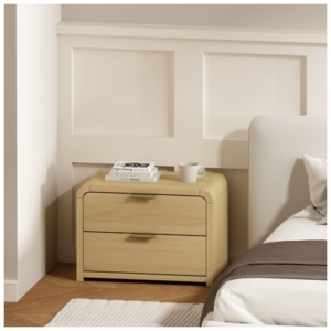 Manhattan Comfort Grace 28" 2 Drawers Nightstand, Natural/Gold