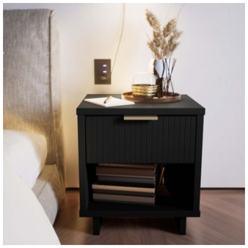 Manhattan Comfort Granville 18" 1 Drawer Nightstand, Black