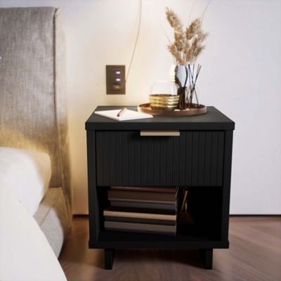 Manhattan Comfort Granville 18" 1 Drawer Nightstand, Black