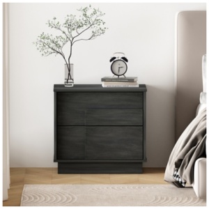 Manhattan Comfort Horizon 22" 2 Drawer Nightstand, Charcoal Gray