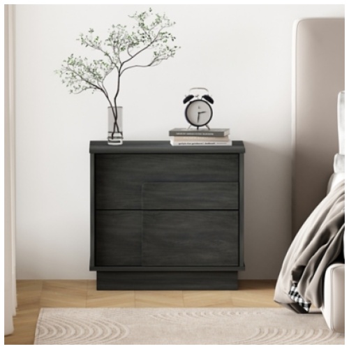 Manhattan Comfort Horizon 22" 2 Drawer Nightstand, Charcoal Gray