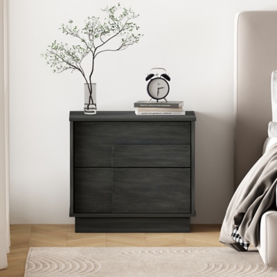 Manhattan Comfort Horizon 22" 2 Drawer Nightstand, Charcoal Gray