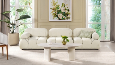 Marcel Bubble Boucle Modular 3-Piece Sofa, Ivory White