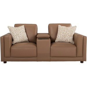 Marni Leather Media Console Loveseat